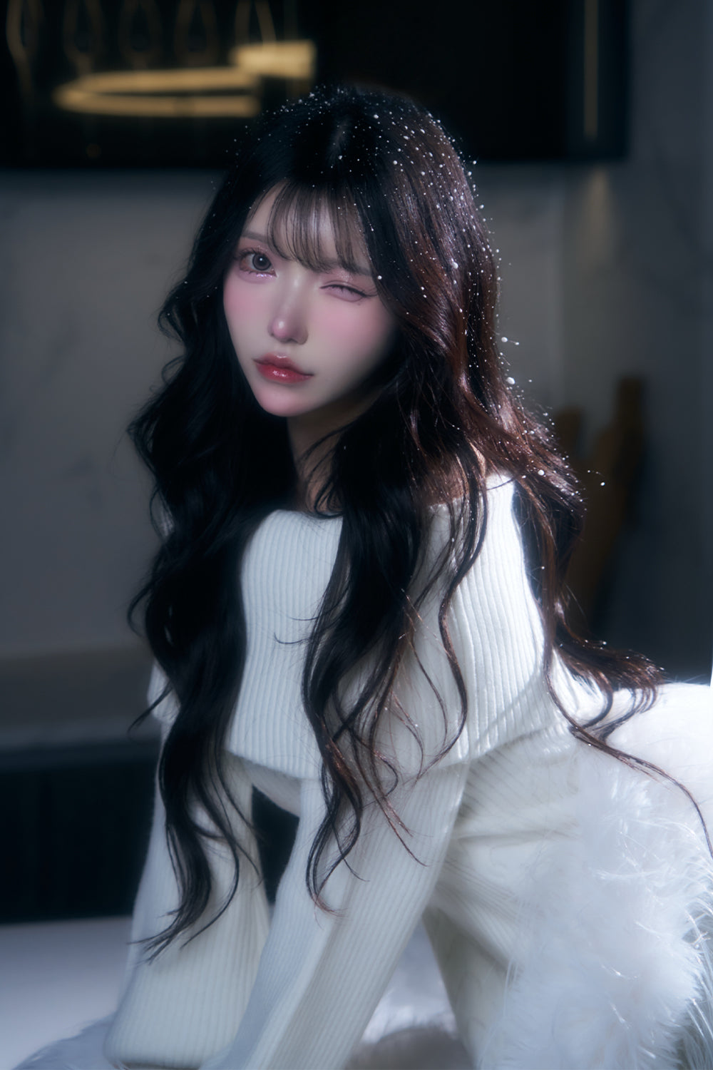 ケーブルニットミニワンピース