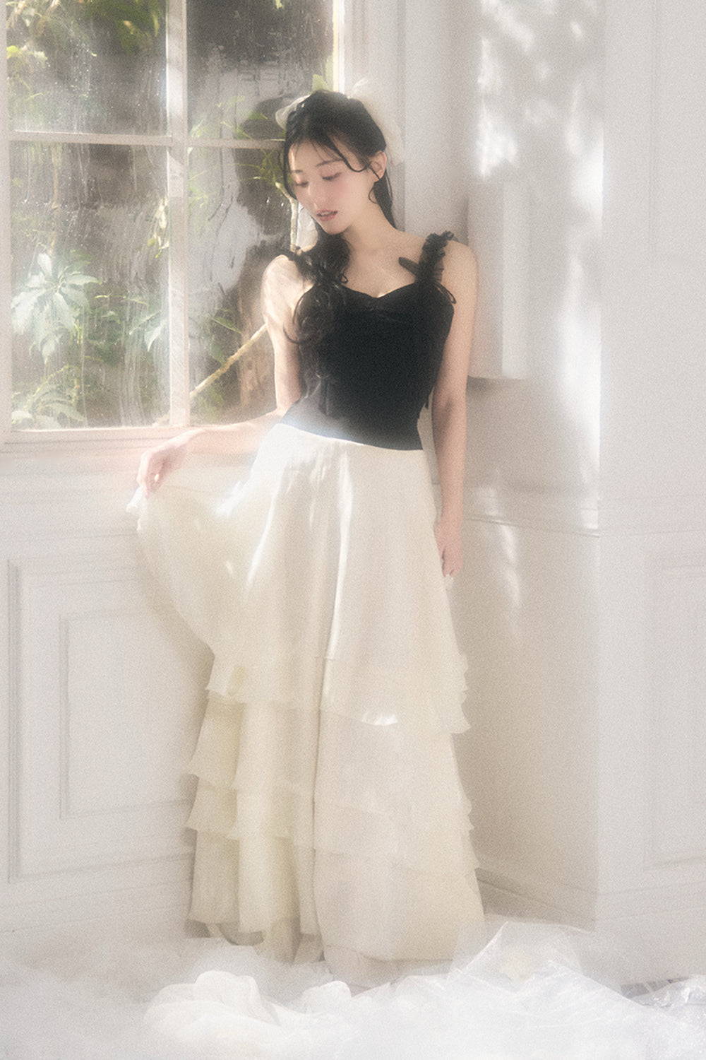 ボリュームシフォンキャミワンピース