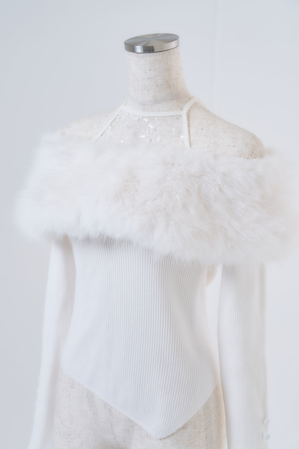 オフショルファーニットトップス