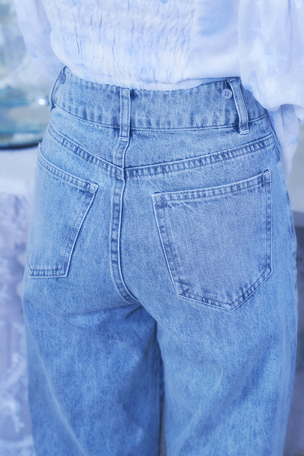クリスタルリボンデニムパンツ