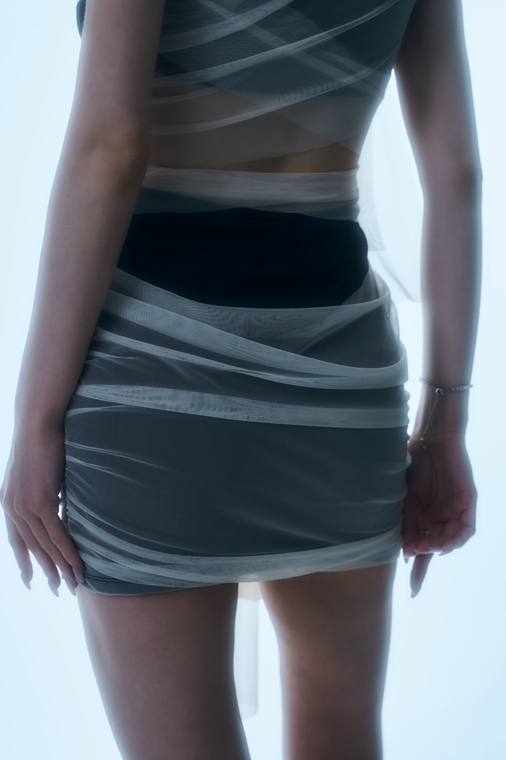 Sheer Wrap Drape Mini Dress