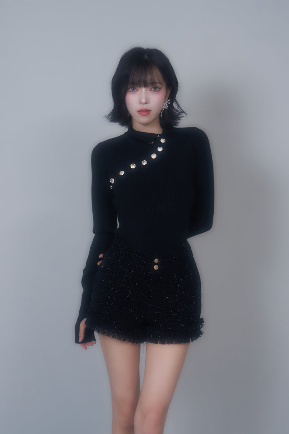 デザインタートルニットトップス