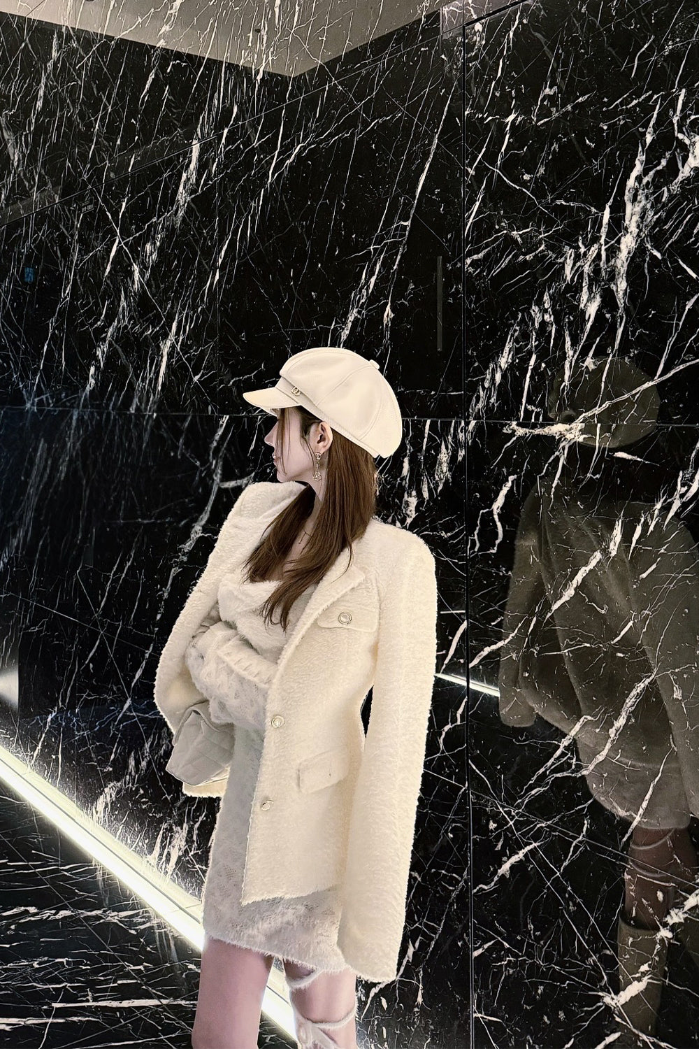 BELEAR MIMI フェザージャケットワンピース　ホワイト NEW ARRIVAL｜BELEAR MIMI（ベリアミミ）