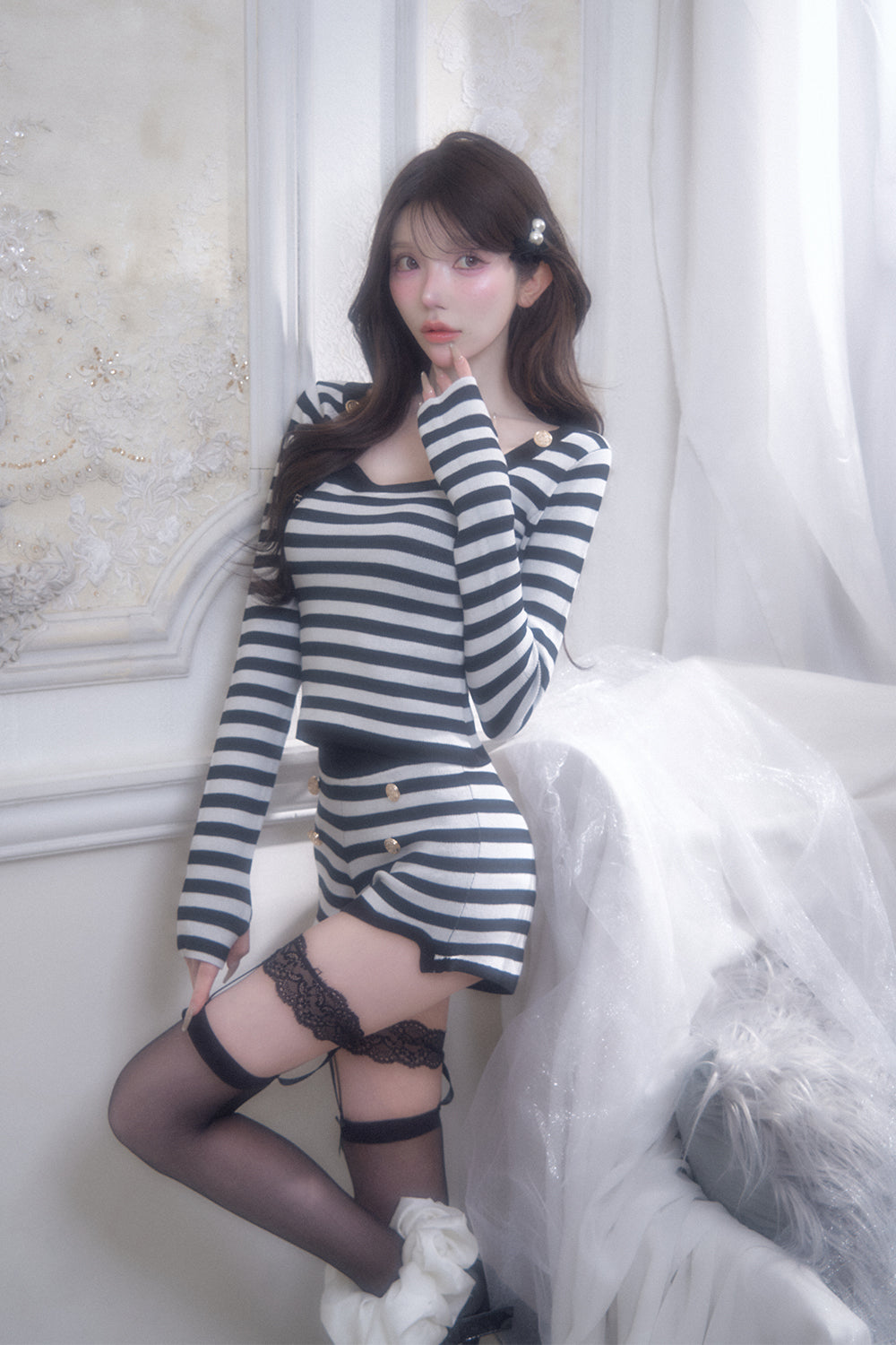 クラシカルボーダーニットセットアップ