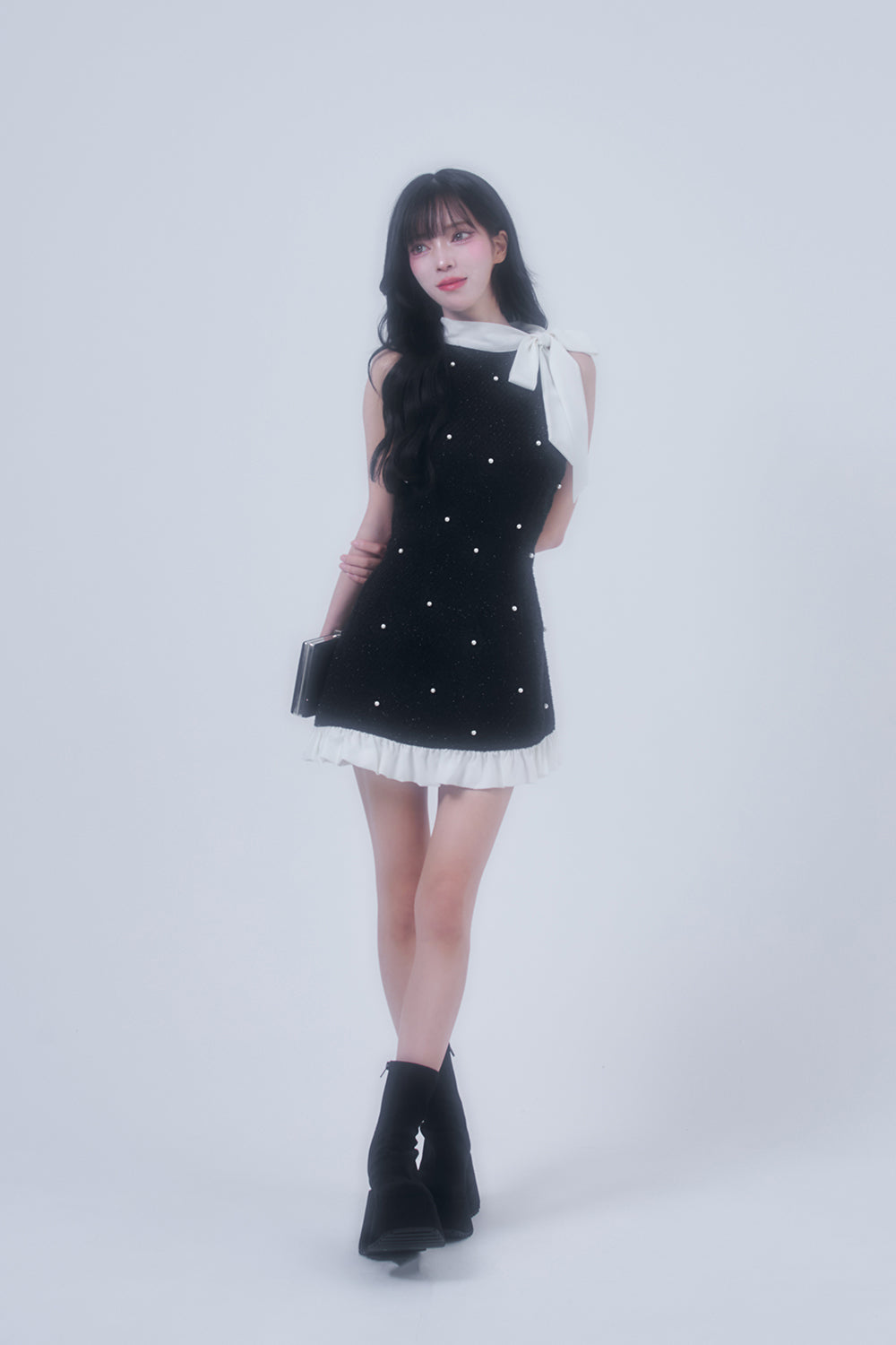 ツイードパールミニワンピース