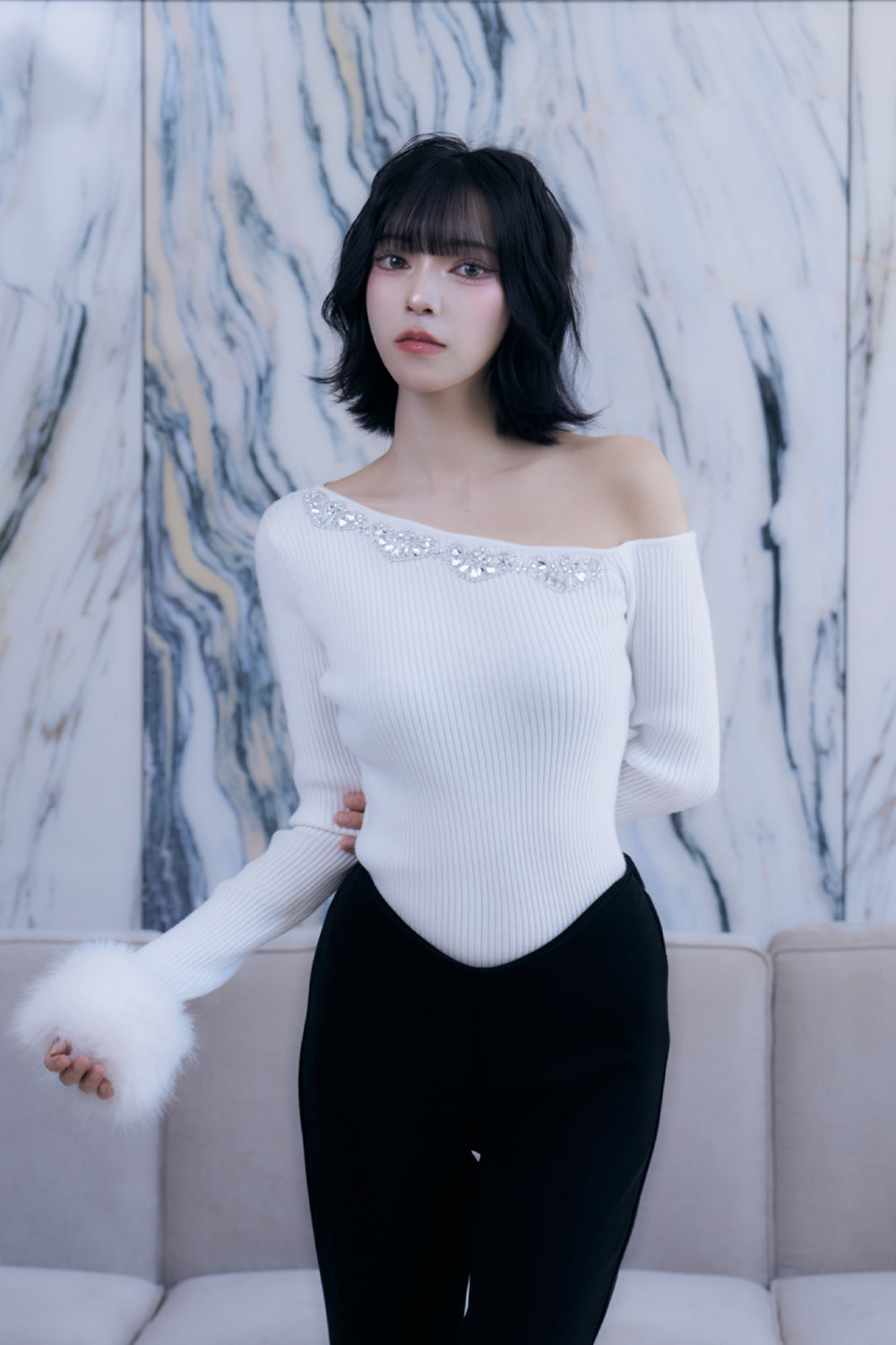 スキニーカットロングパンツ