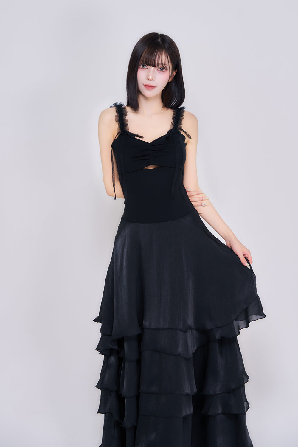 ボリュームシフォンキャミワンピース