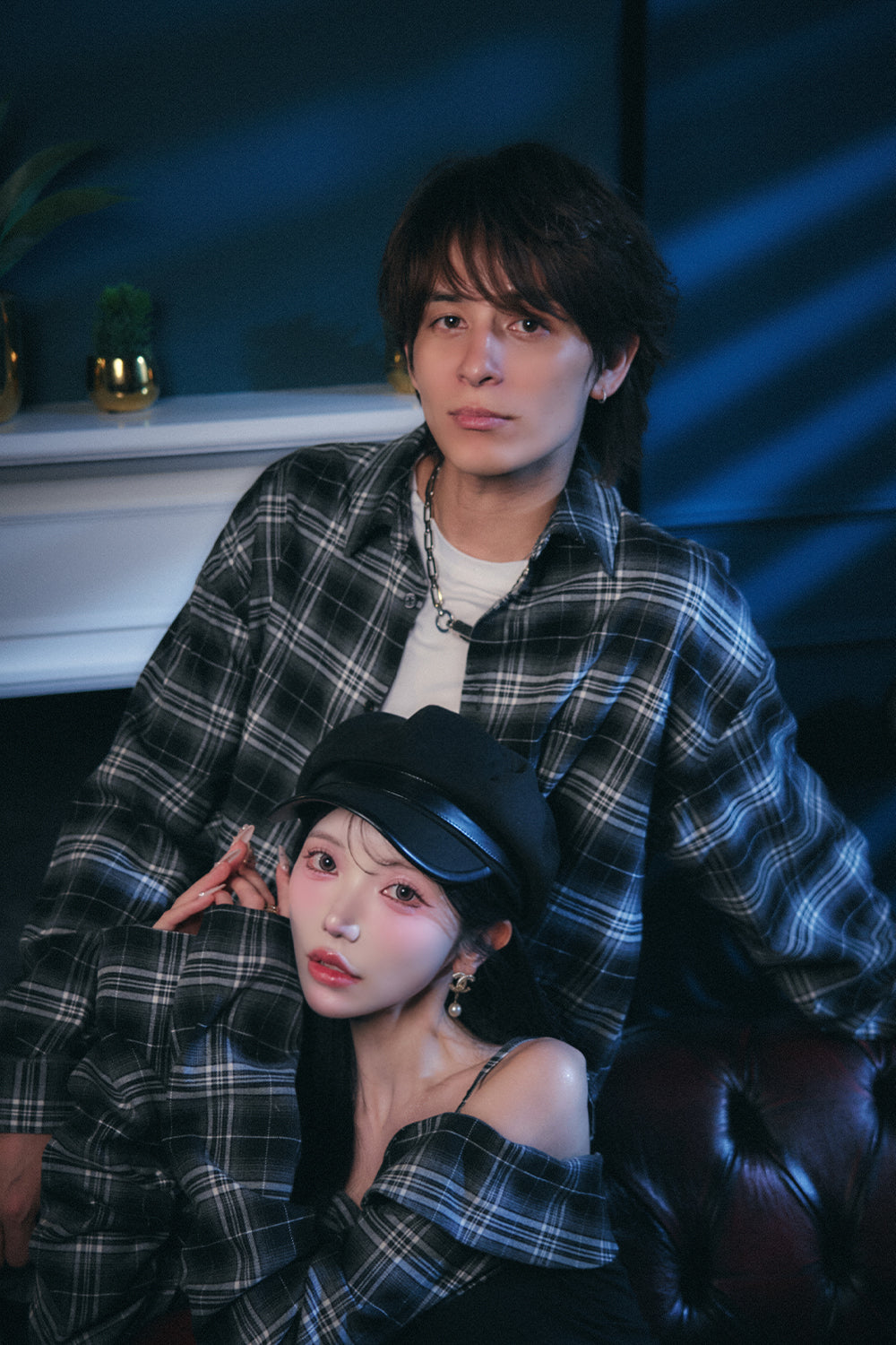 チェックシャツミニワンピース