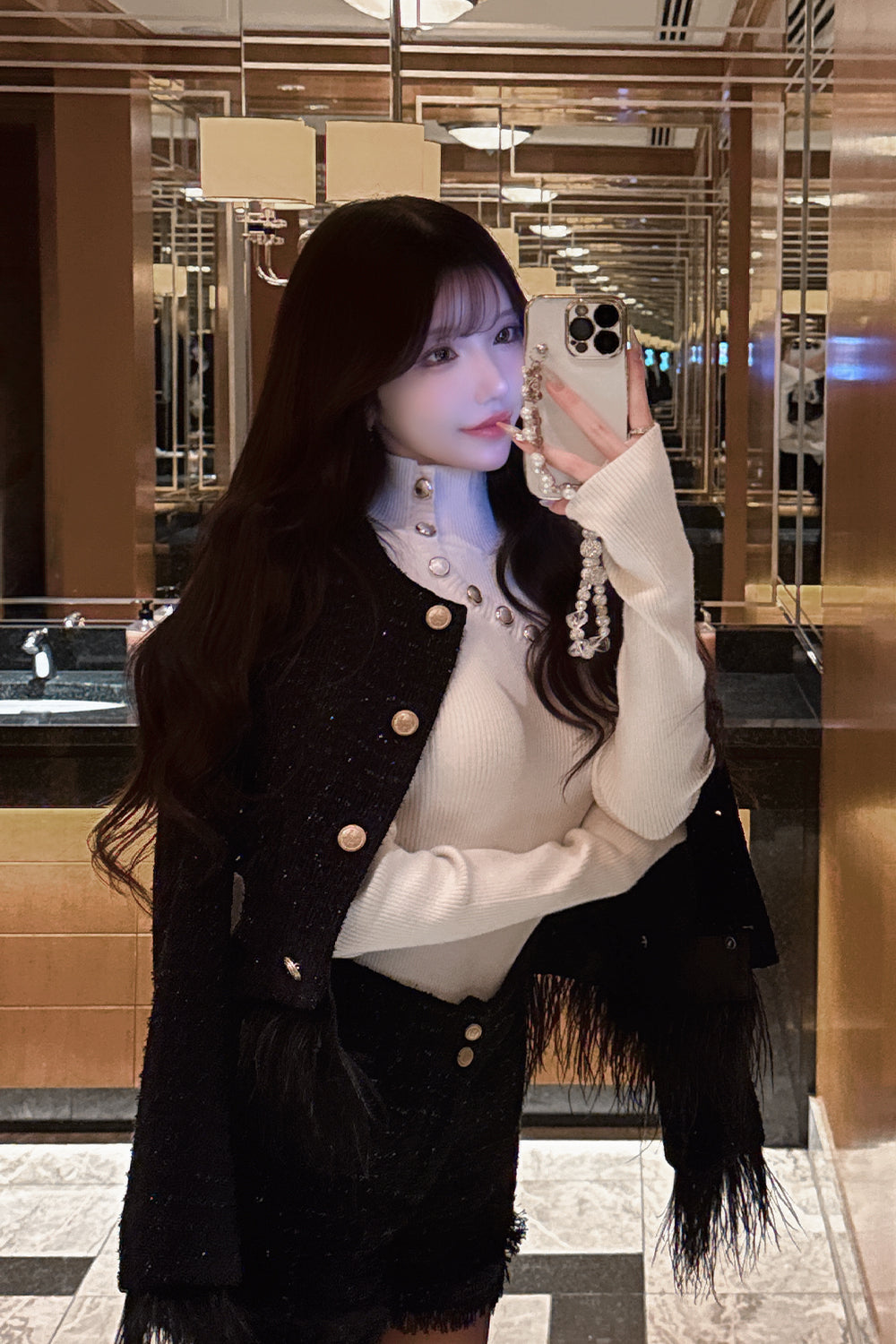 デザインタートルニットトップス