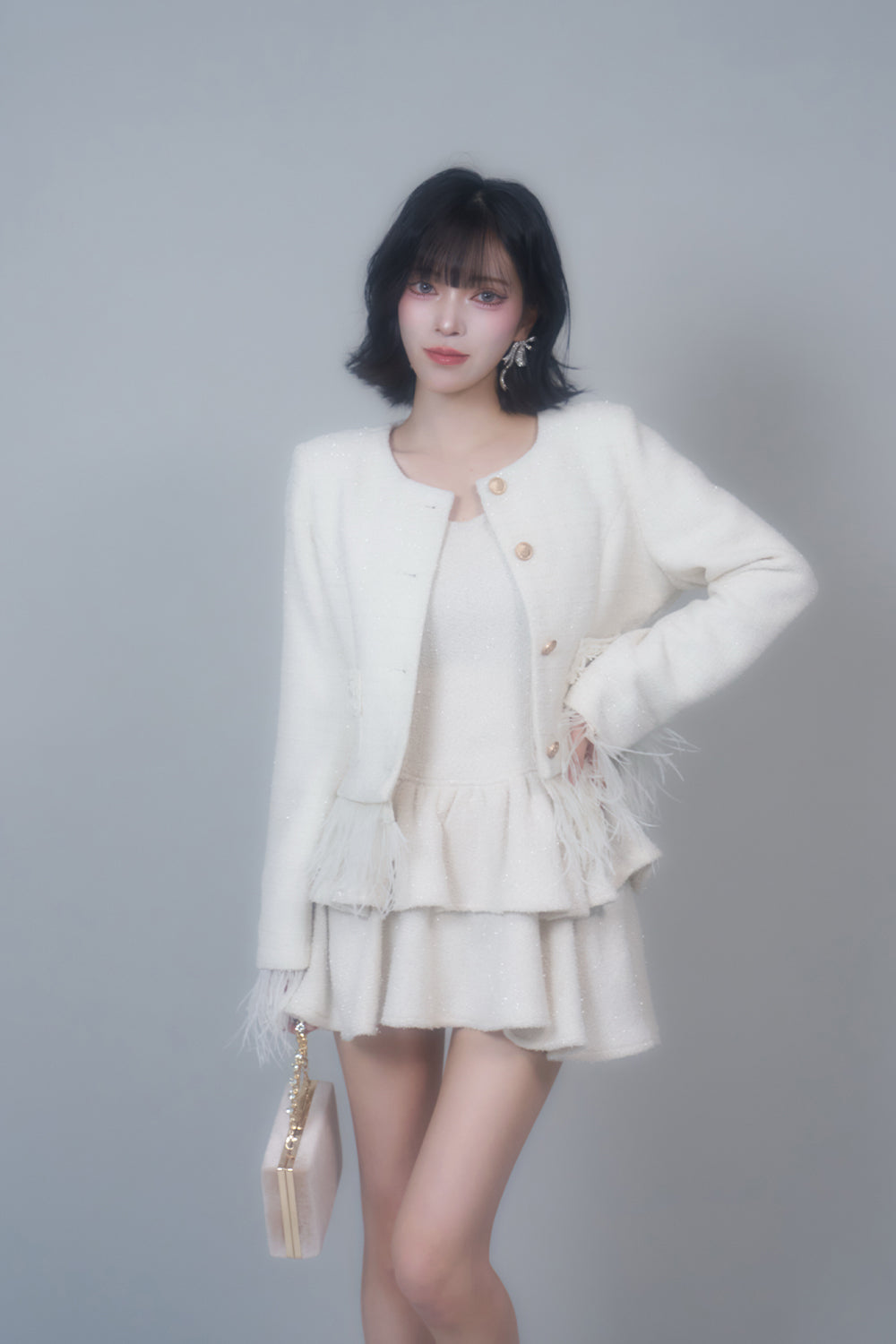 ラメツイードキャミワンピース