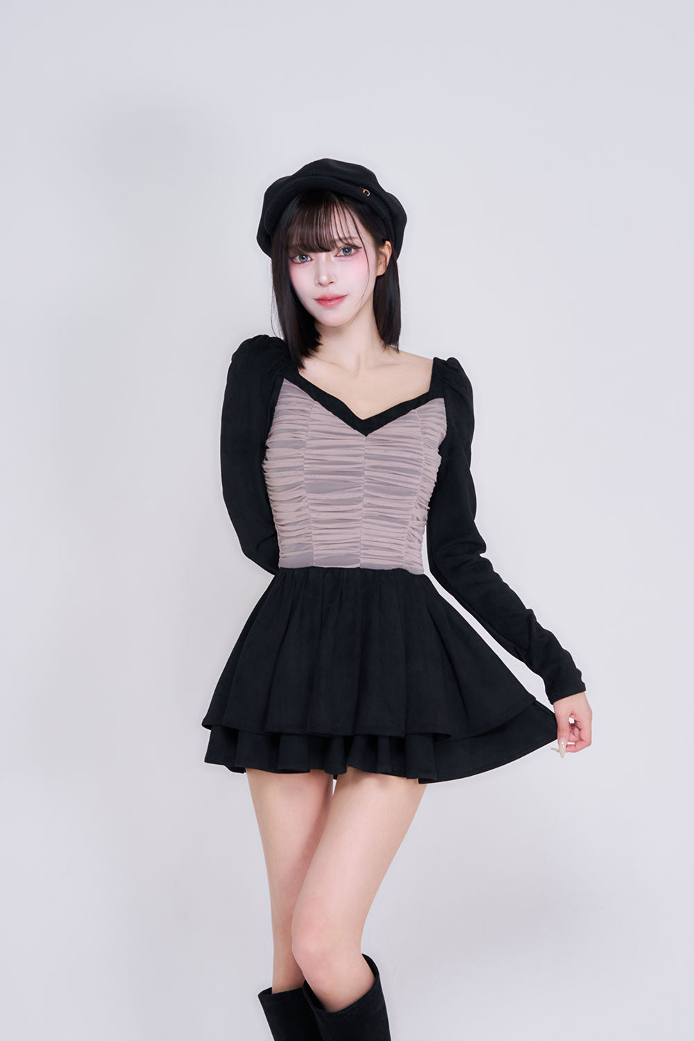 シアードッキングスウェードミニワンピース