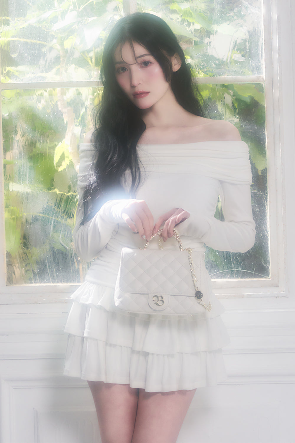 デザインギャザーオフショルワンピース