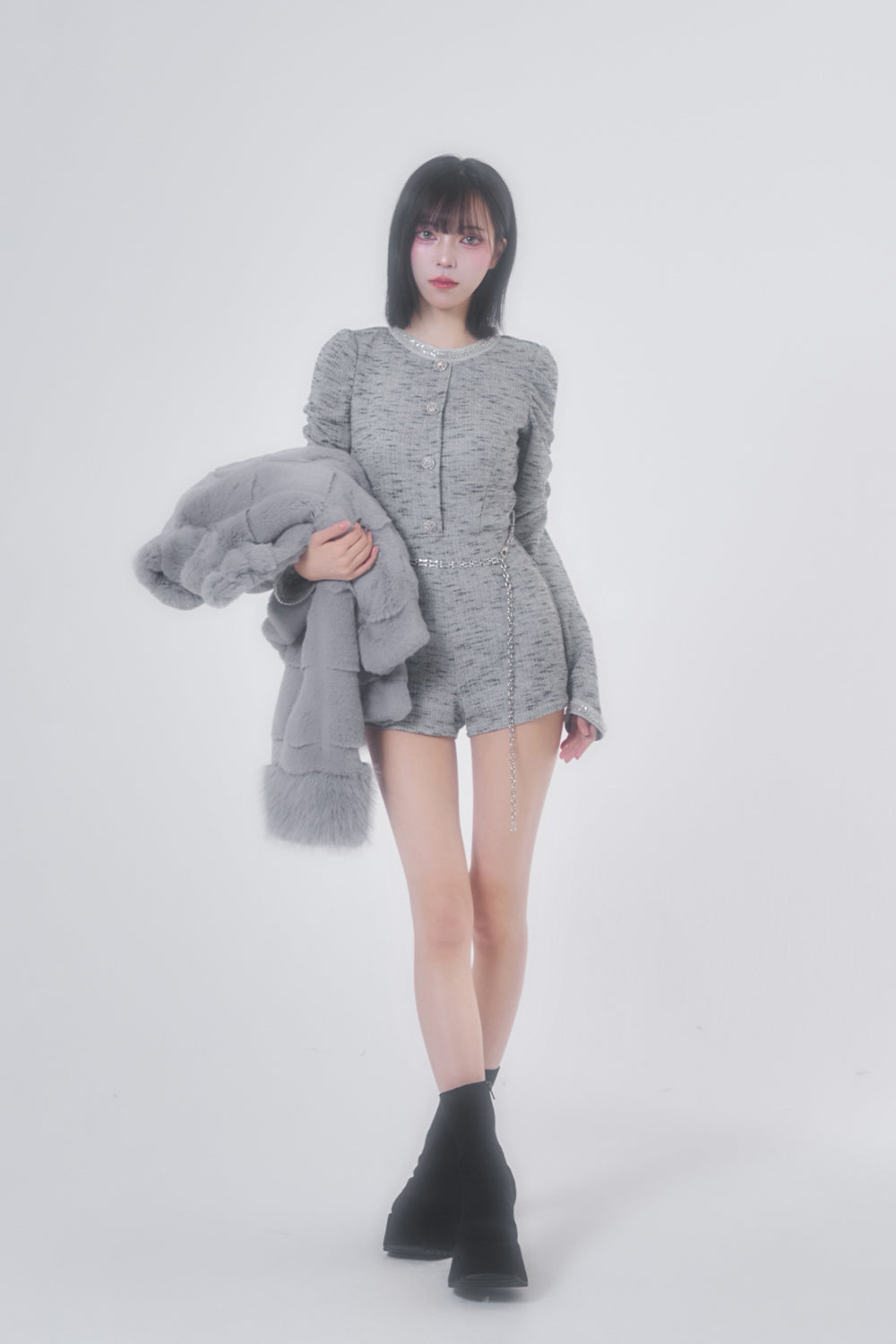 デザインチェーンツイードコンビネゾン