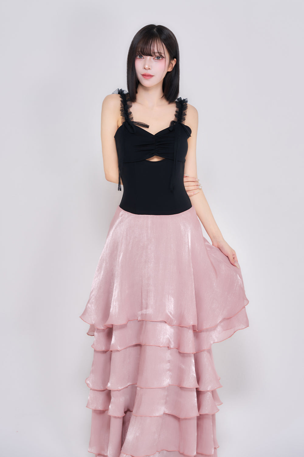 ボリュームシフォンキャミワンピース