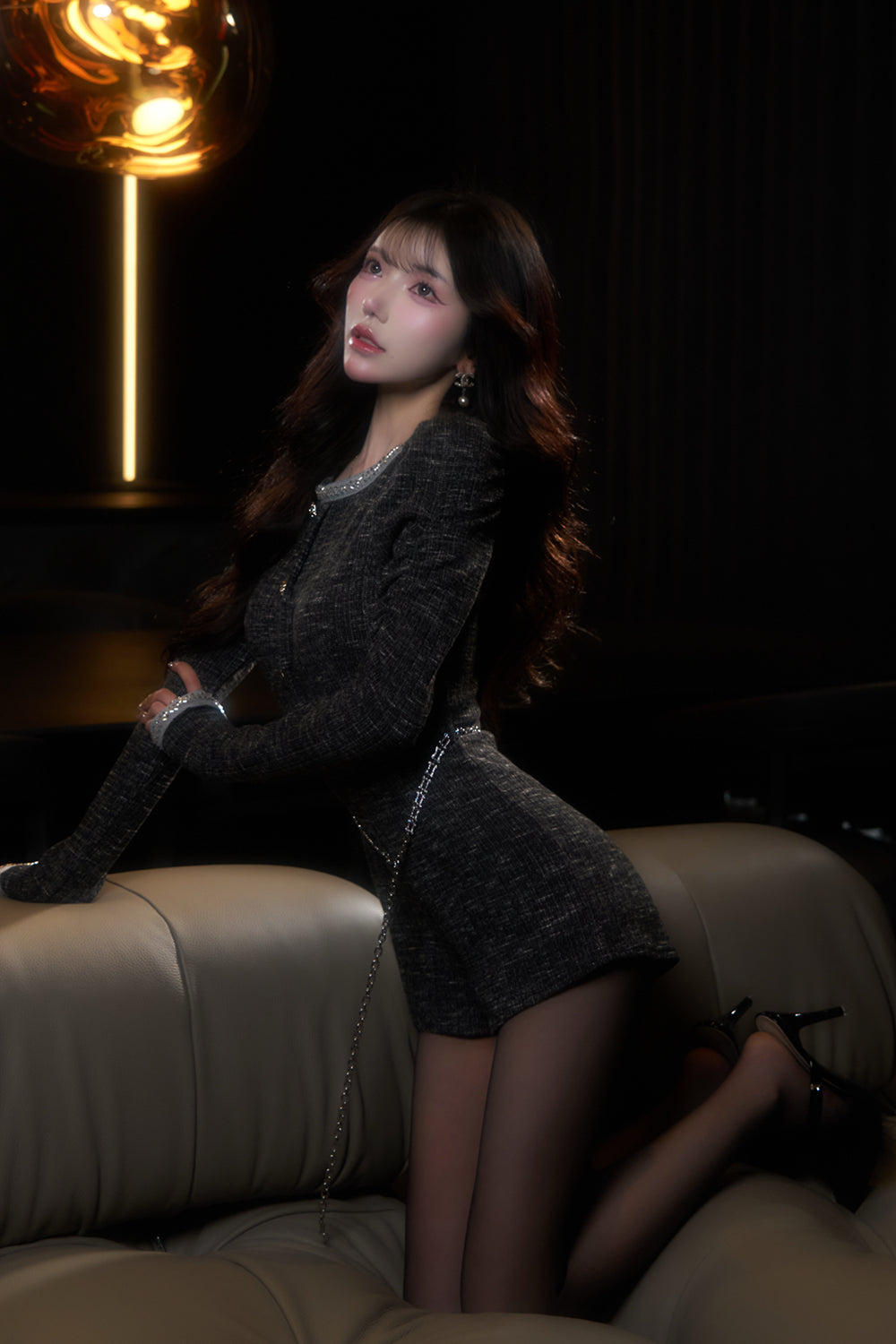 デザインチェーンツイードコンビネゾン