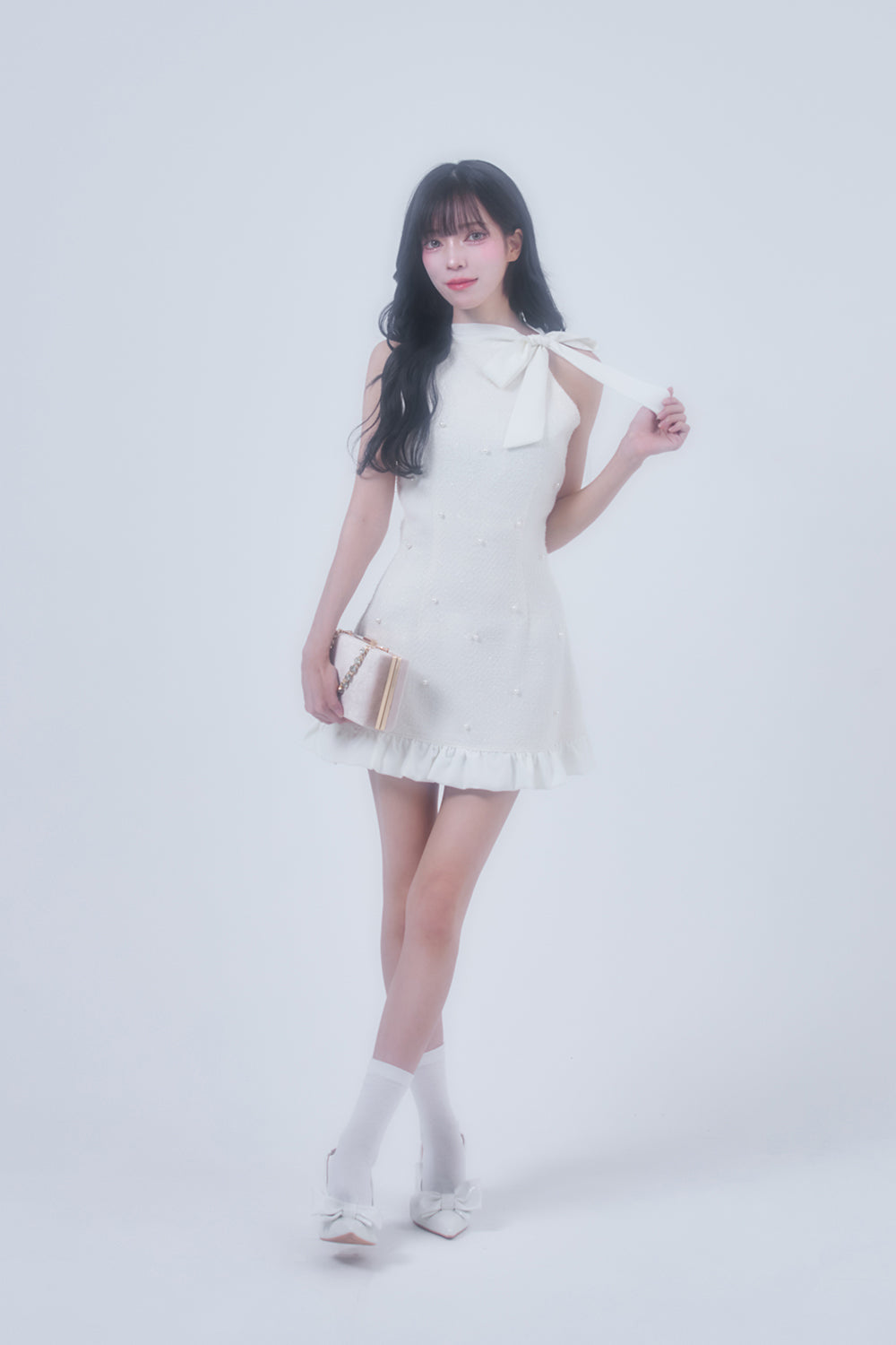 BELEAR MIMI(ベリアミミ)ツイードパールミニワンピース ツイードパールミニワンピース