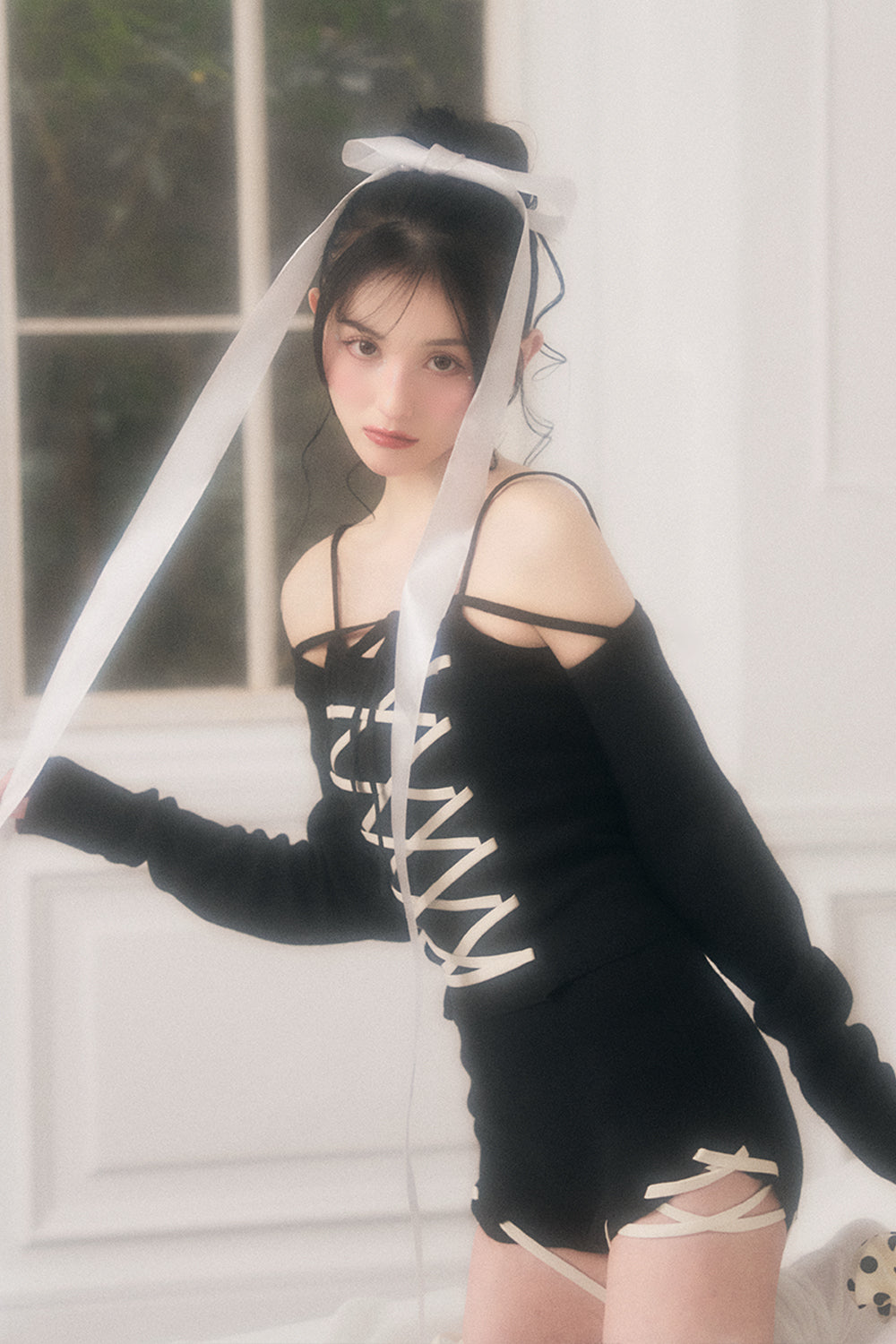 レースアップニットアンサンブル