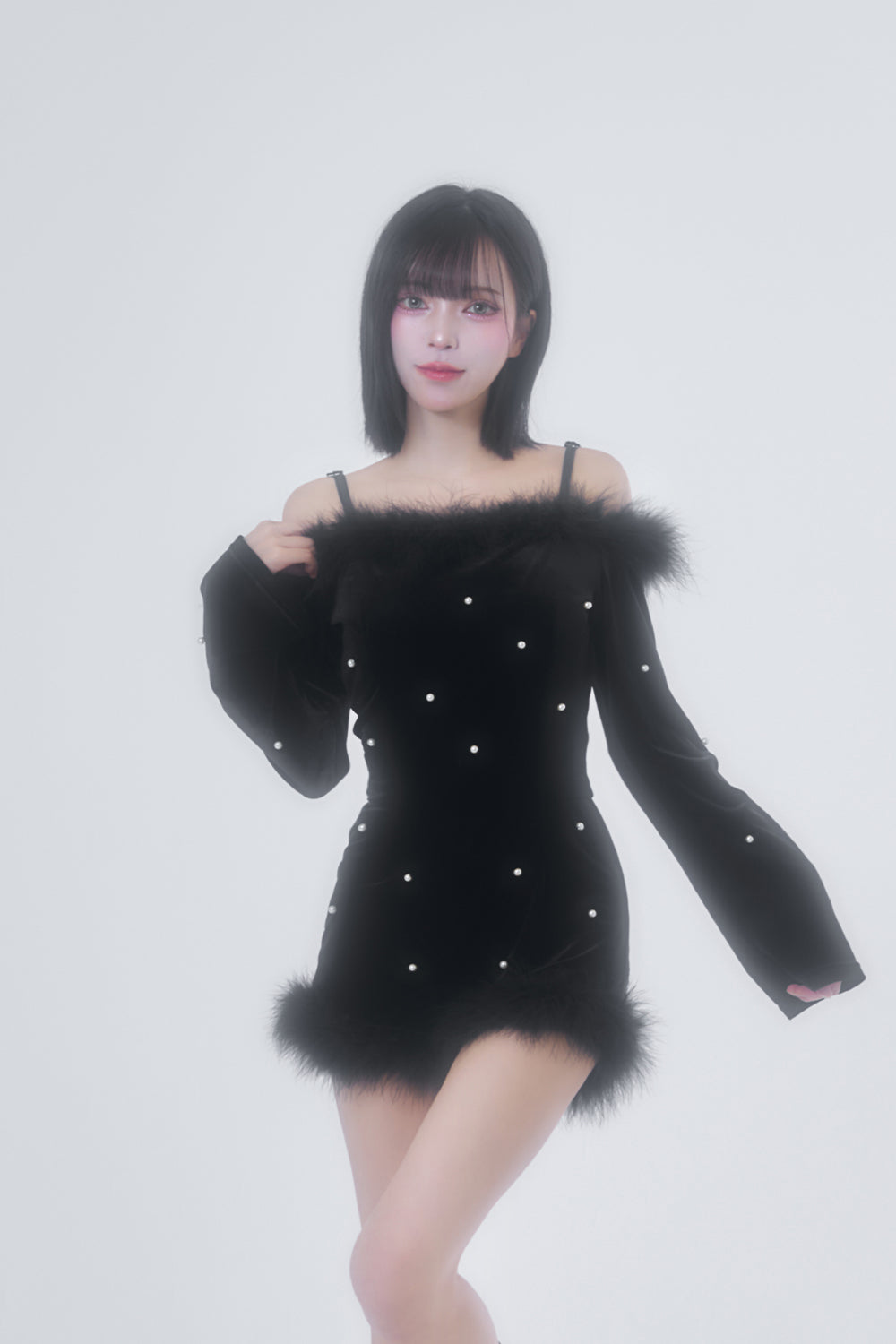 デザインパールベロアコンビネゾン