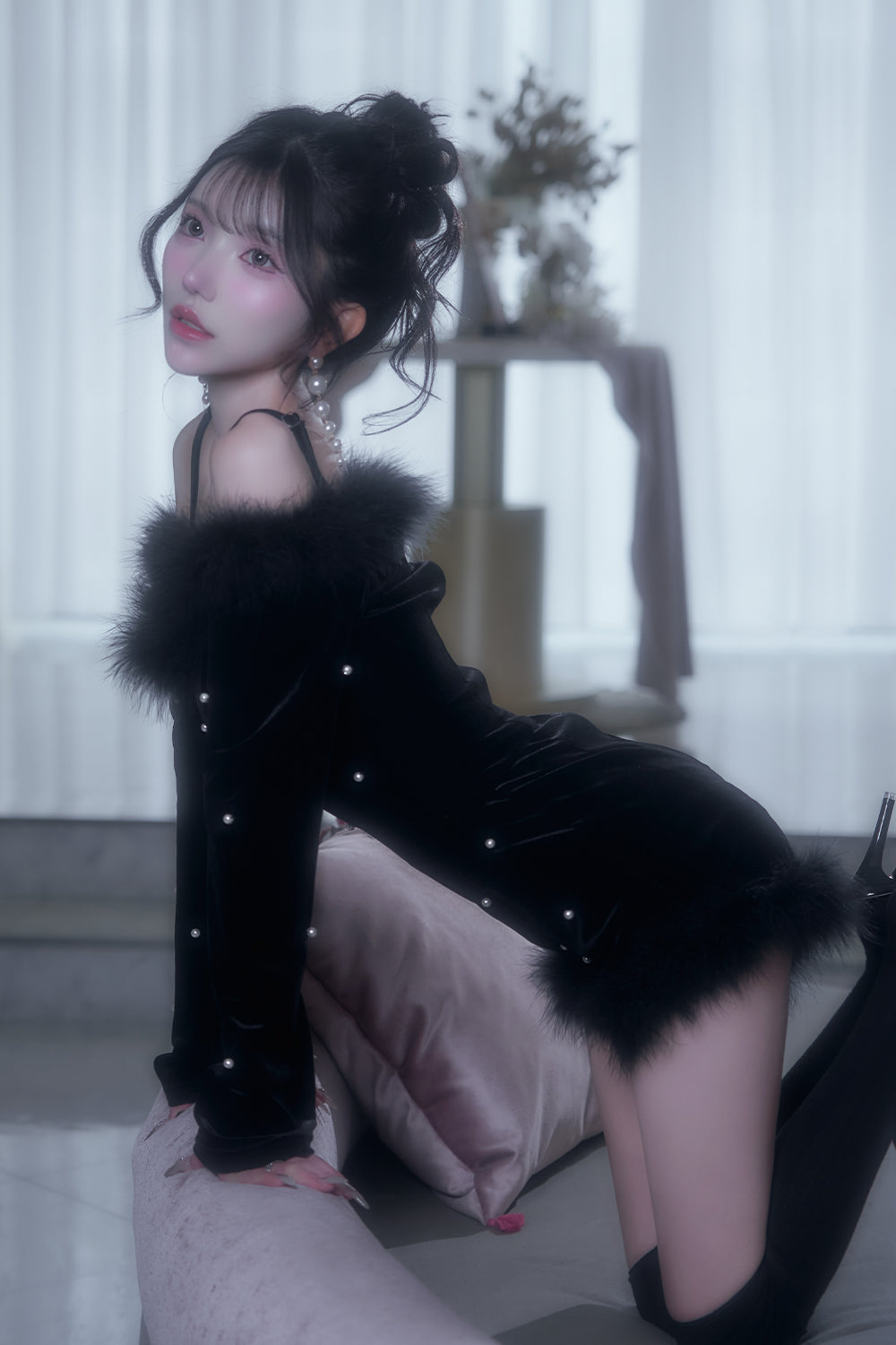 belearmimi ベリアミミ デザインパールベロアコンビネゾン デザインパールベロアコンビネゾン