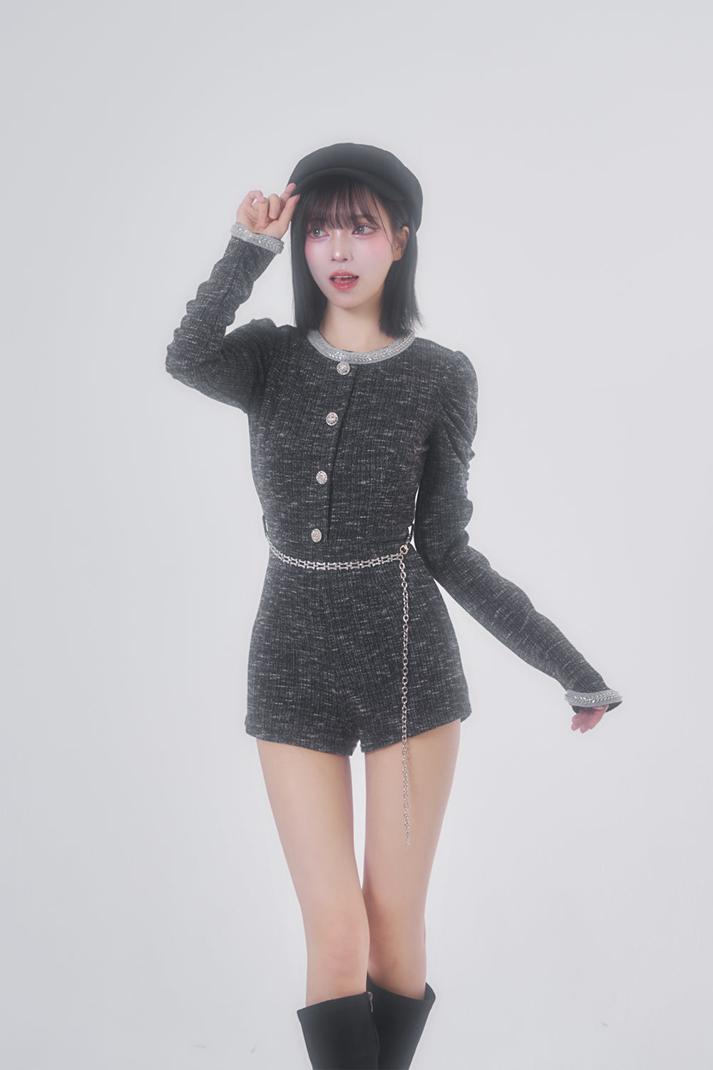 デザインチェーンツイードコンビネゾン