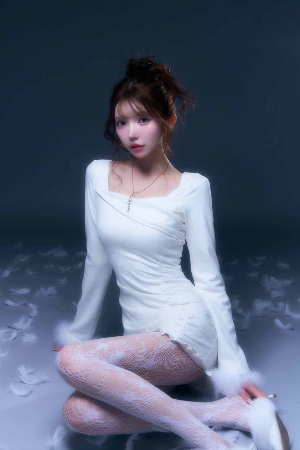 ギャザースウェードミニワンピース