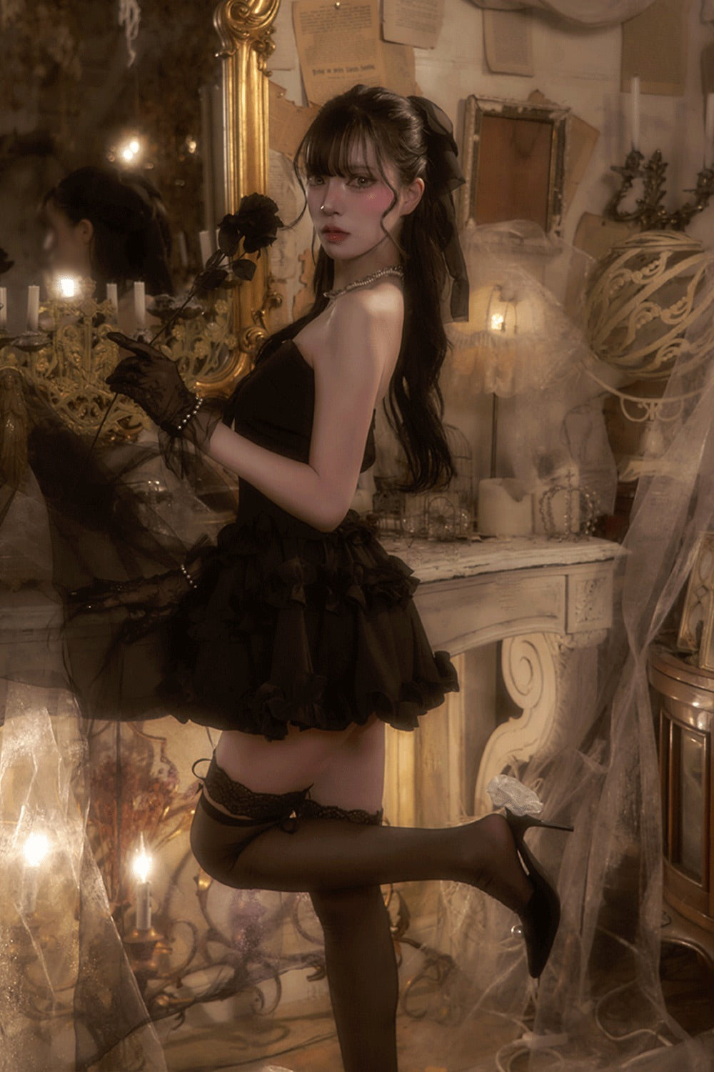 ボリュームフリルベアワンピース