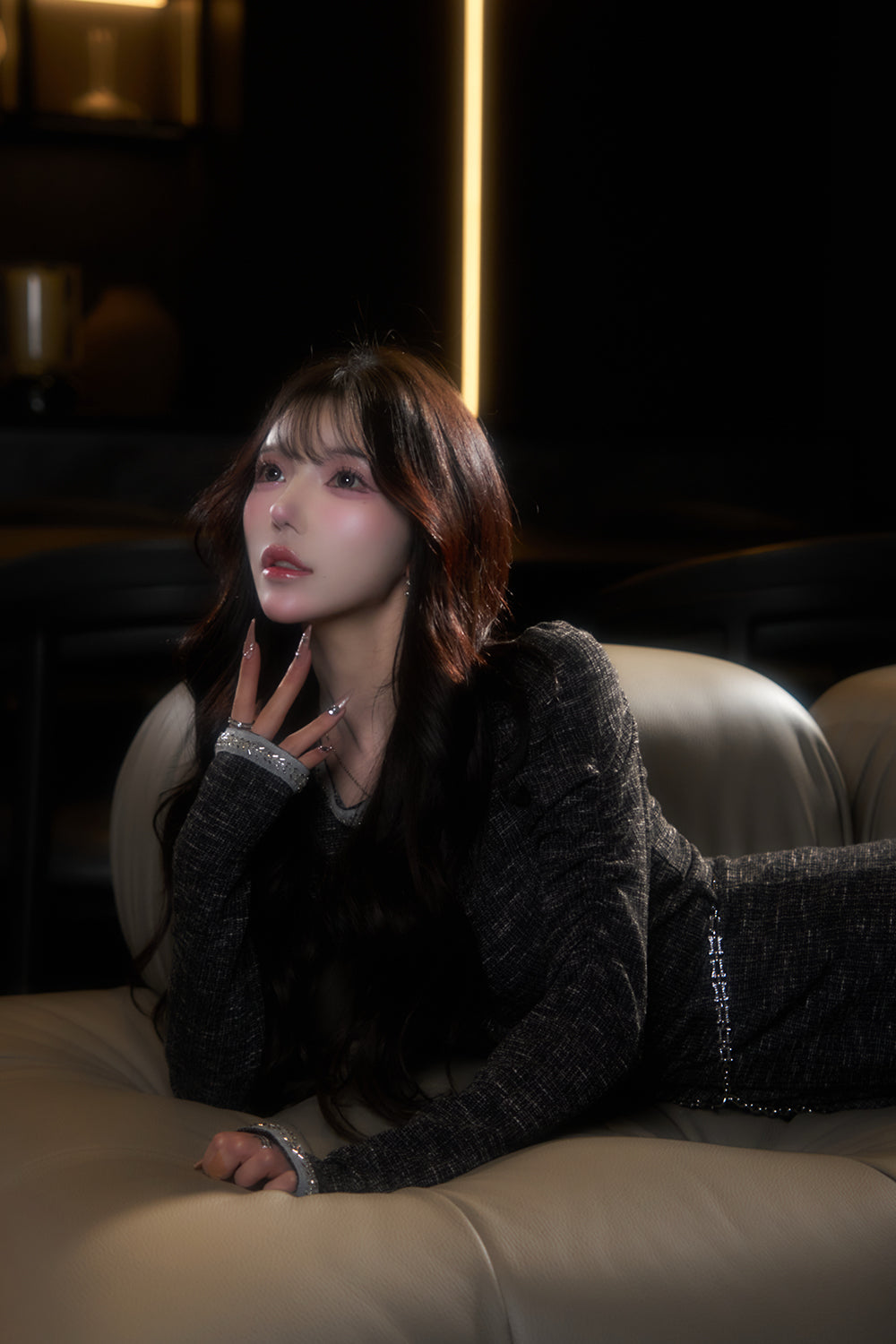 デザインチェーンツイードコンビネゾン