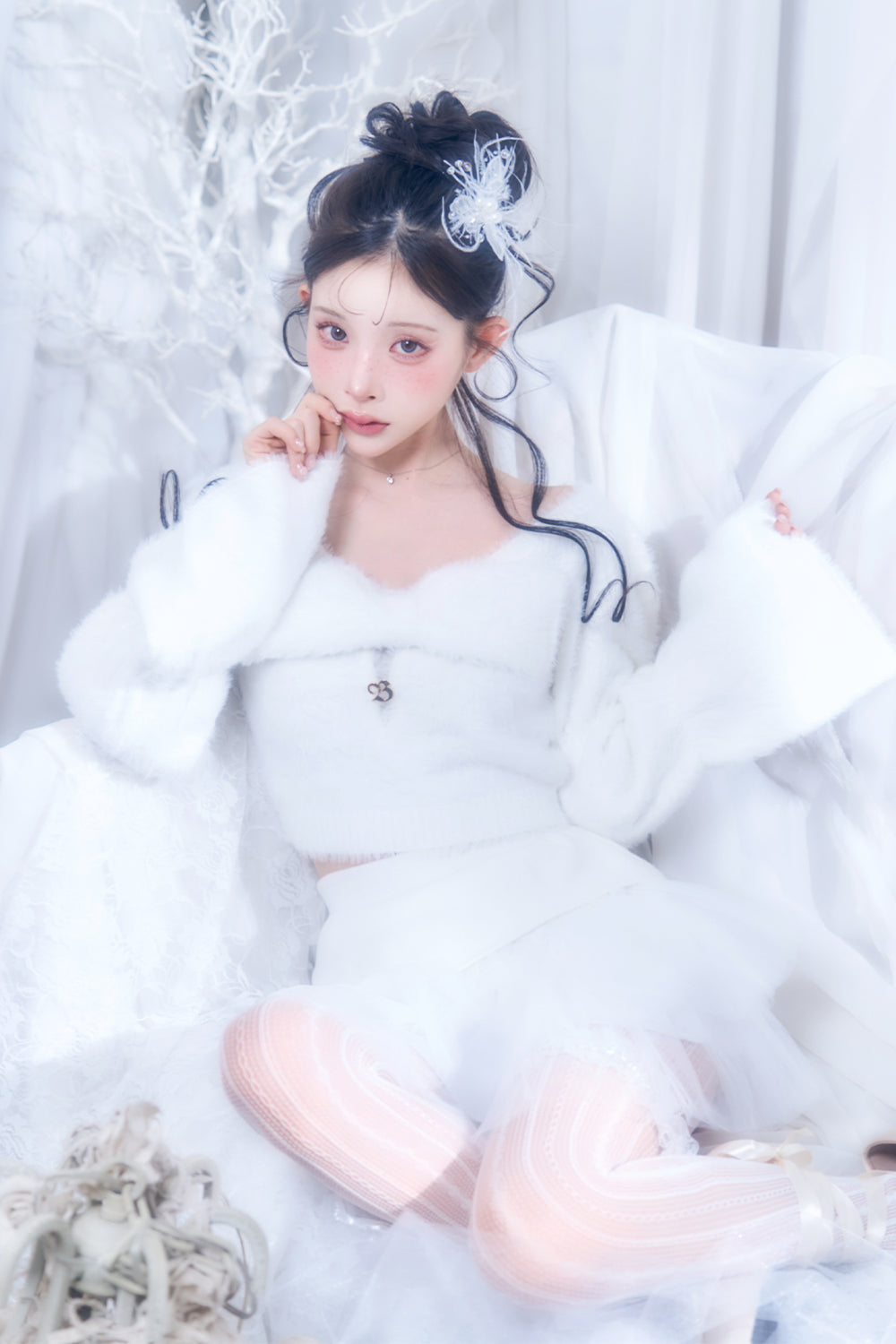 シャギーリボンクロップドトップス