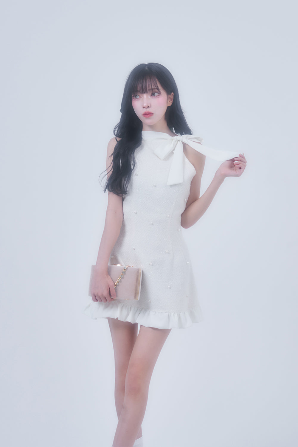 ツイードパールミニワンピース