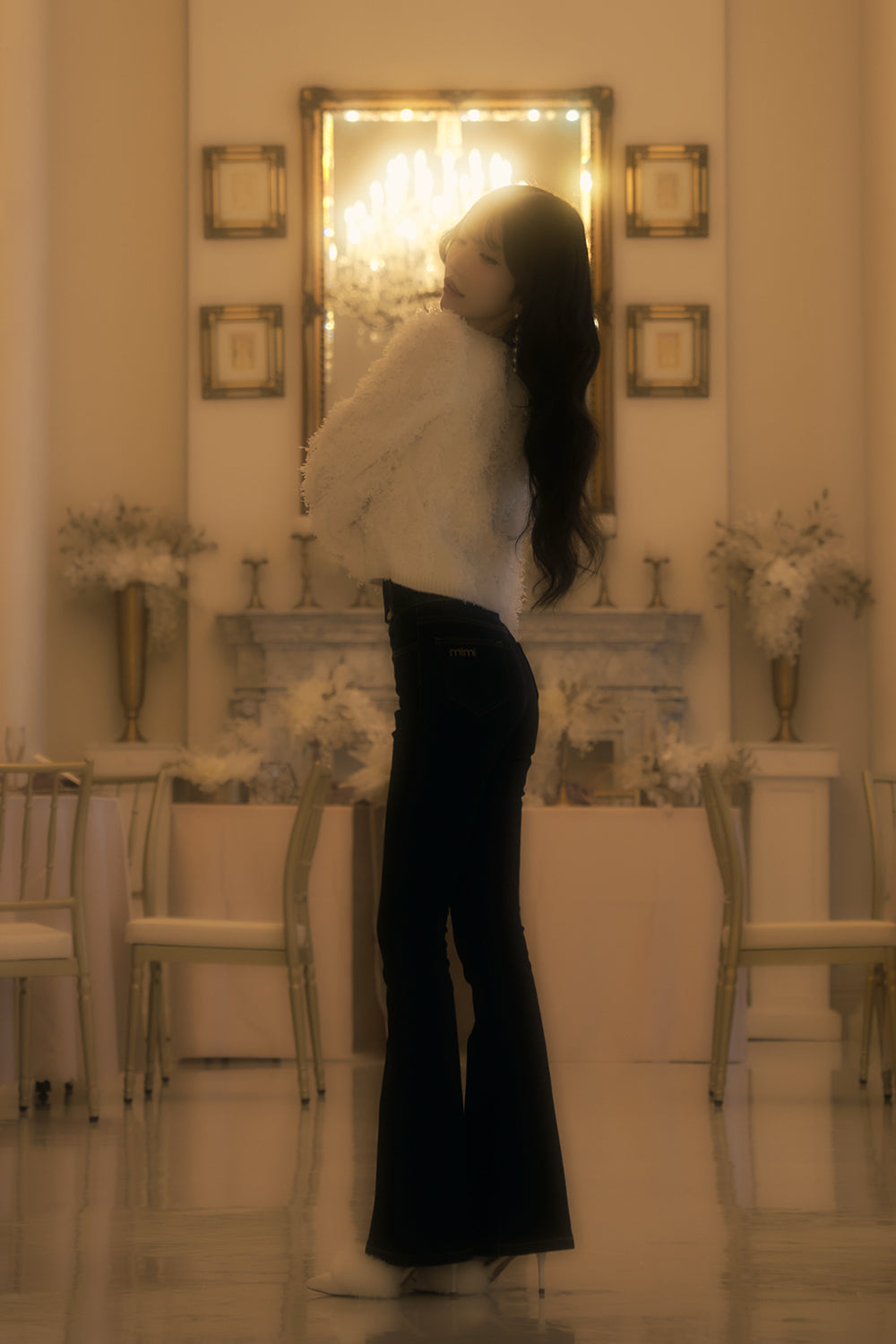 カラーステッチフレアデニム