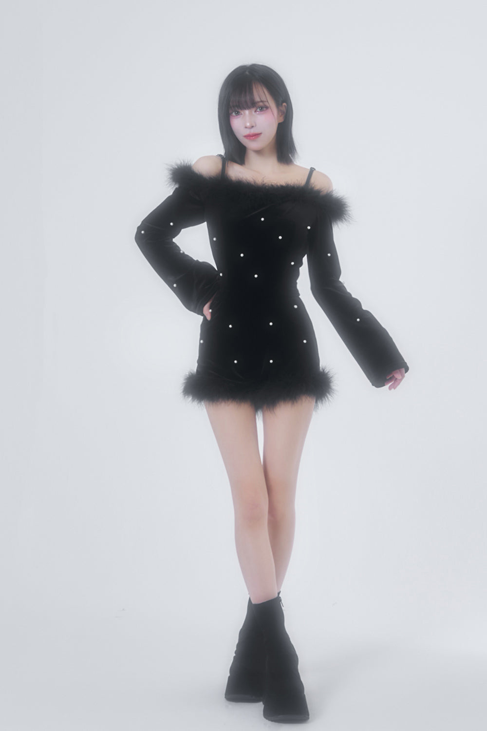 デザインパールベロアコンビネゾン