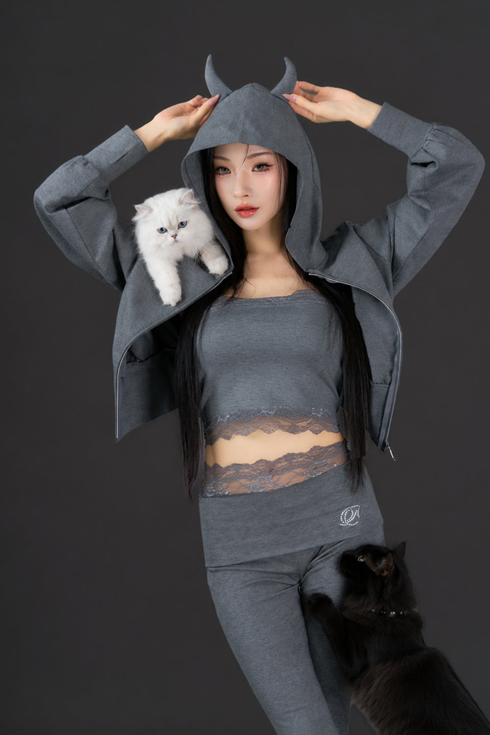 Devil Zip Hoodie Set