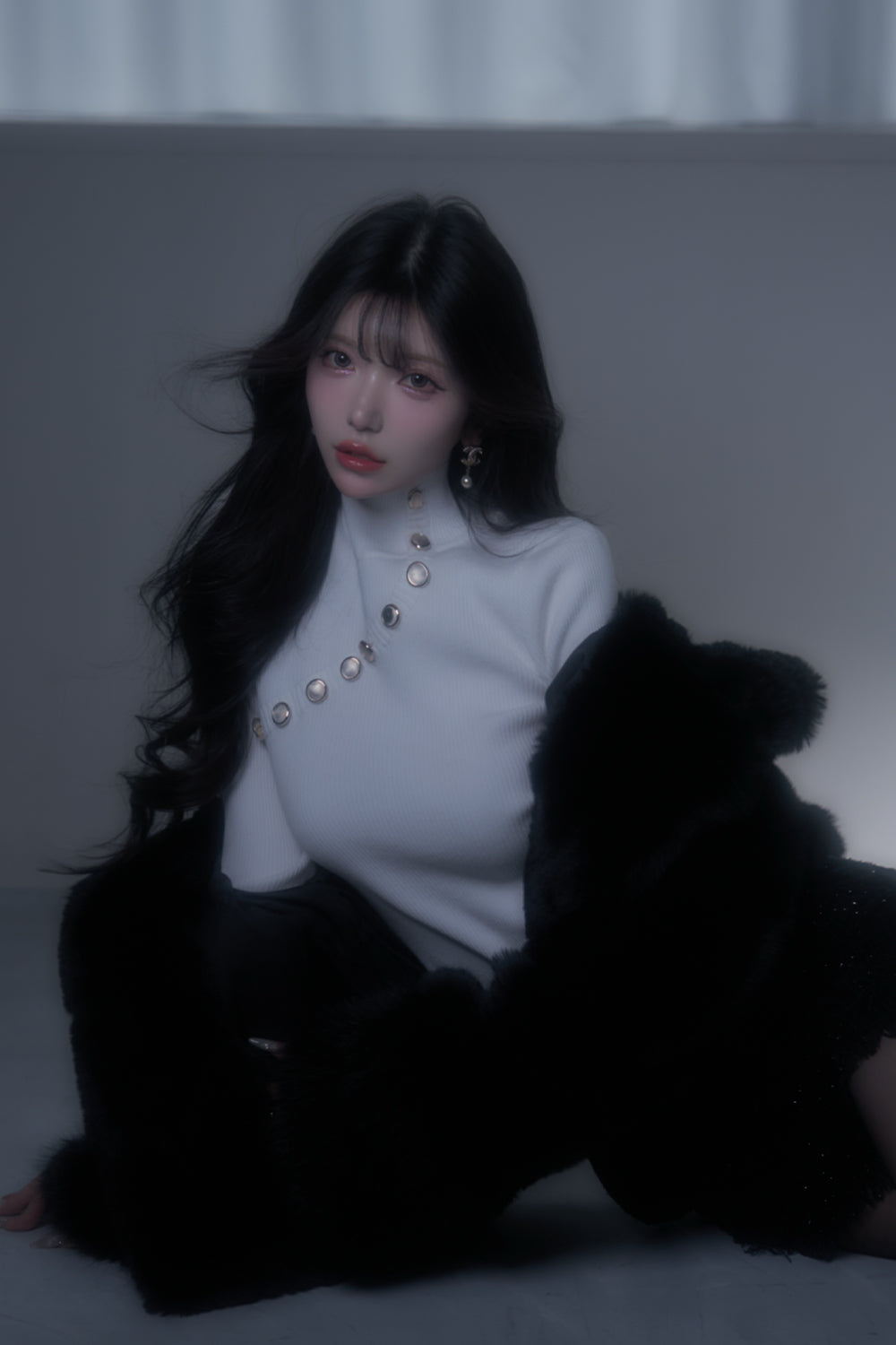 デザインタートルニットトップス