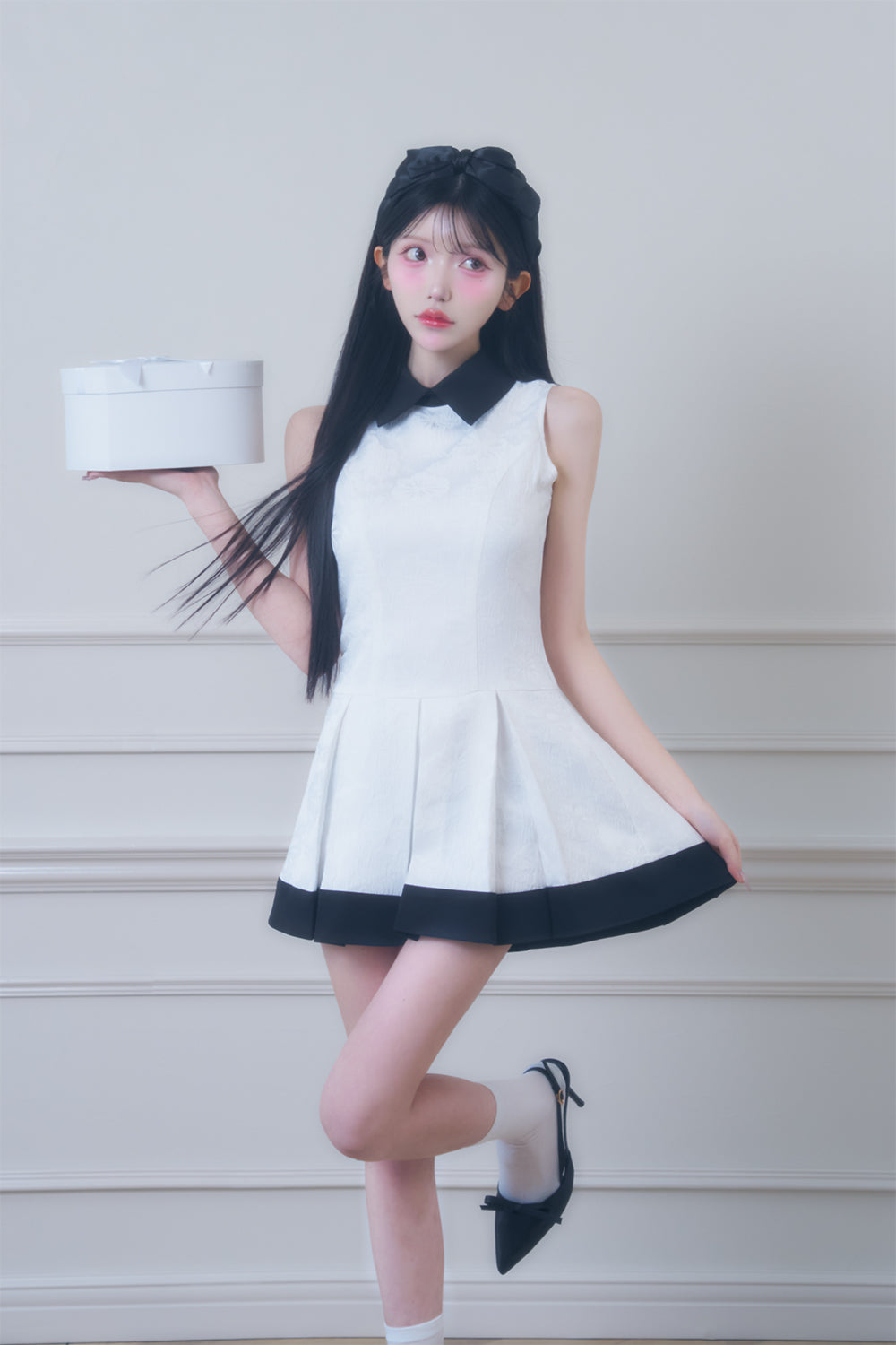 ジャガードプリーツワンピース