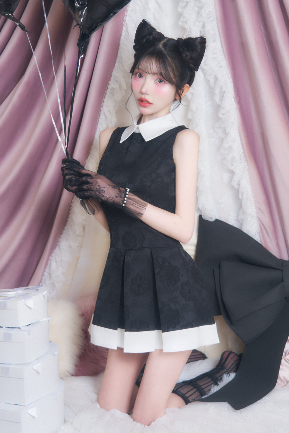 ジャガードプリーツワンピース