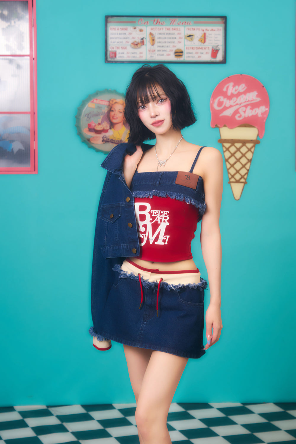 カットデザインデニムスカート