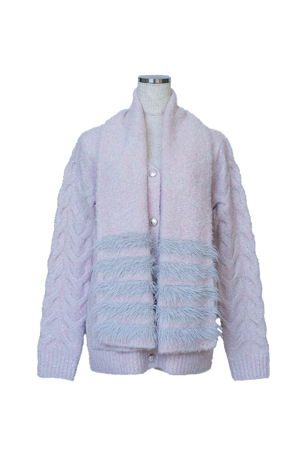 ケーブルニットカーデ